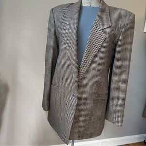Vintage Barry Bricken brown and cream houndstooth blazer